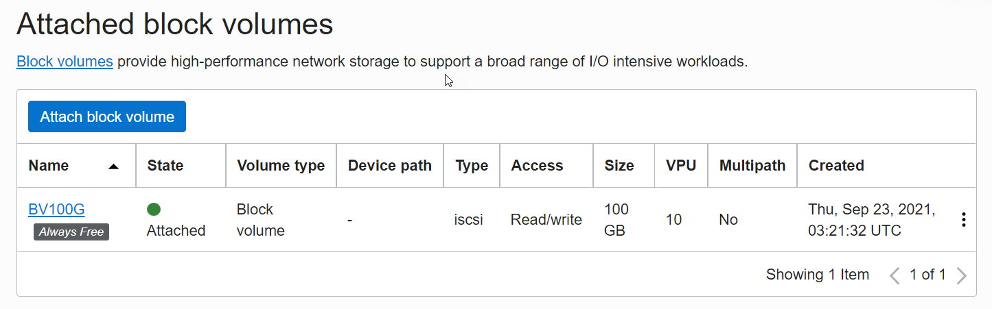 attach block volume