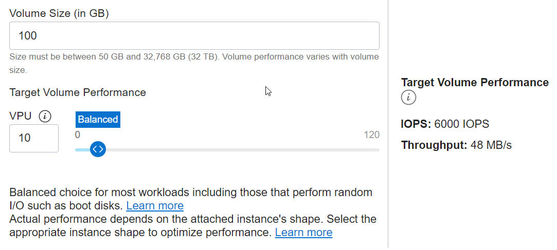 create block volume custom