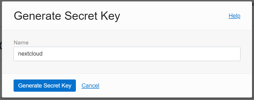 generate secret key oci