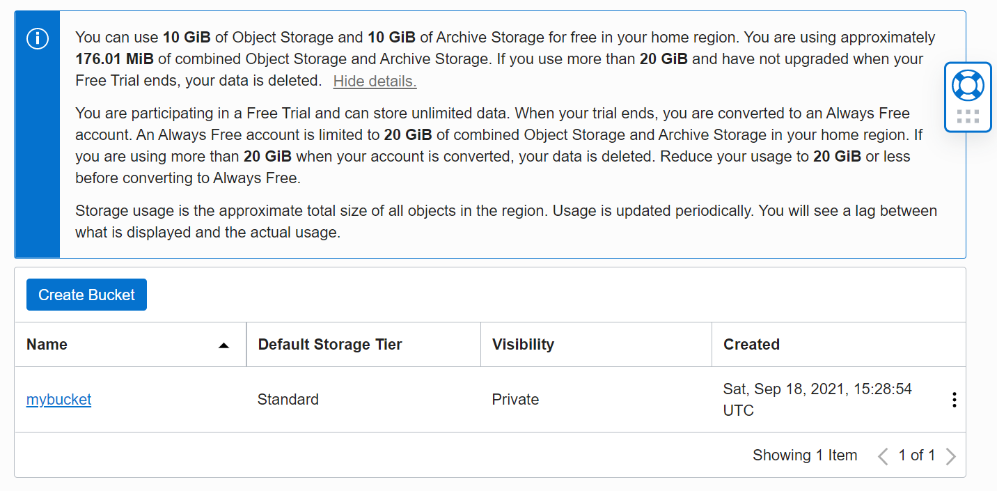 membuat bucket object storage