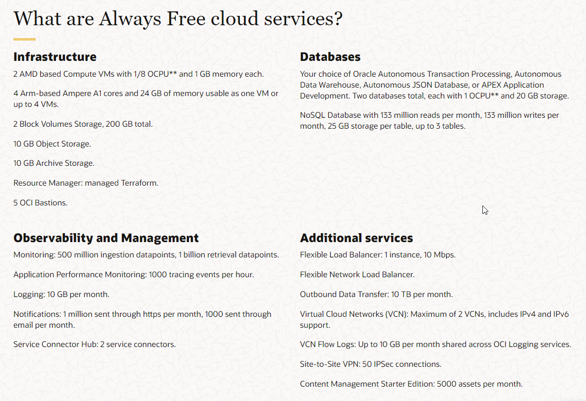oracle always free services