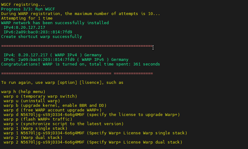 install warp on ipv6 server