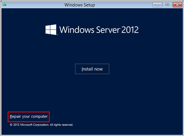 reset passwrod windows server