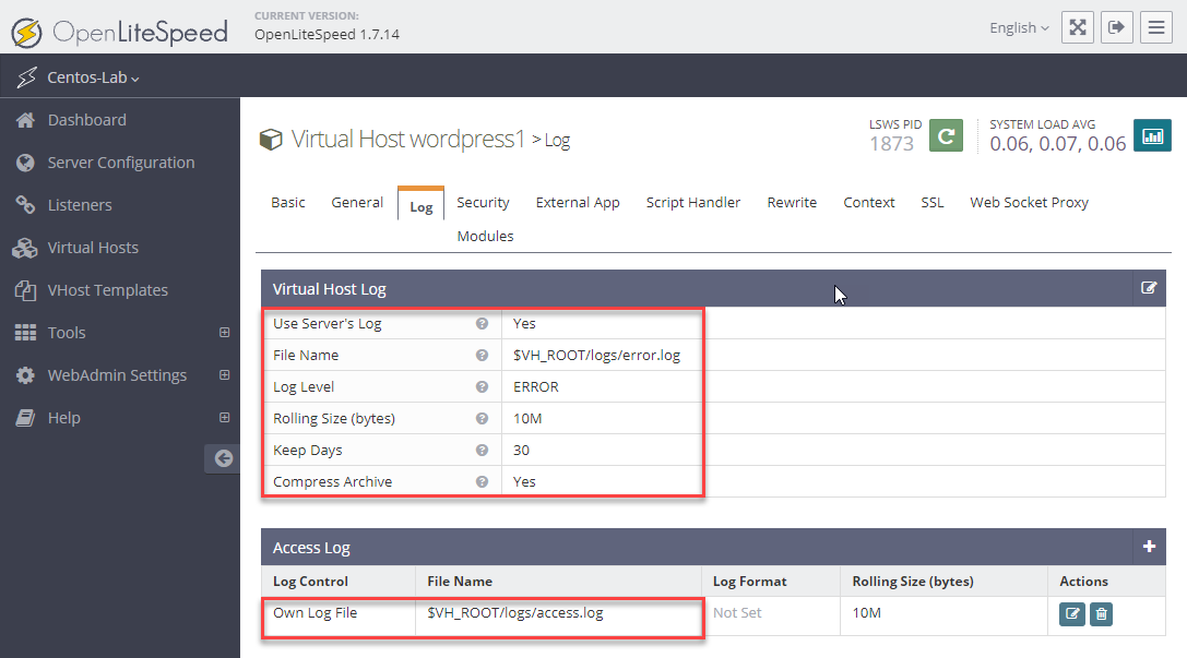 vhost openlitespeed