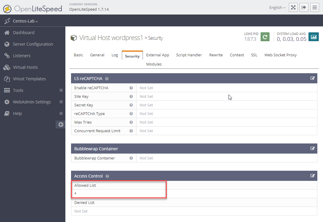 vhost openlitespeed