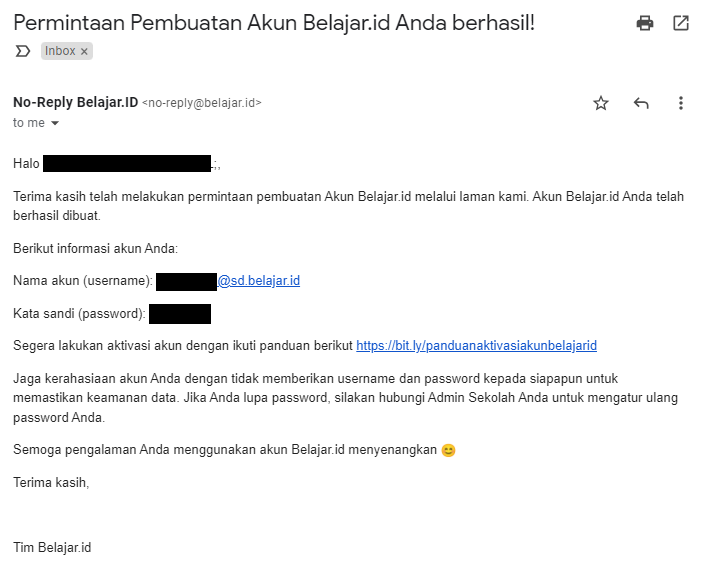 aktifasi akun pembelajaran belajar.id